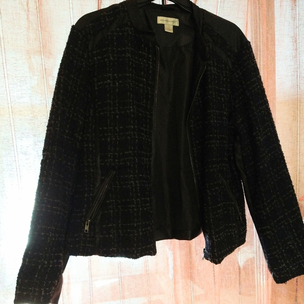 Wool & Leather look Jacket Christopher & banks women's size Large